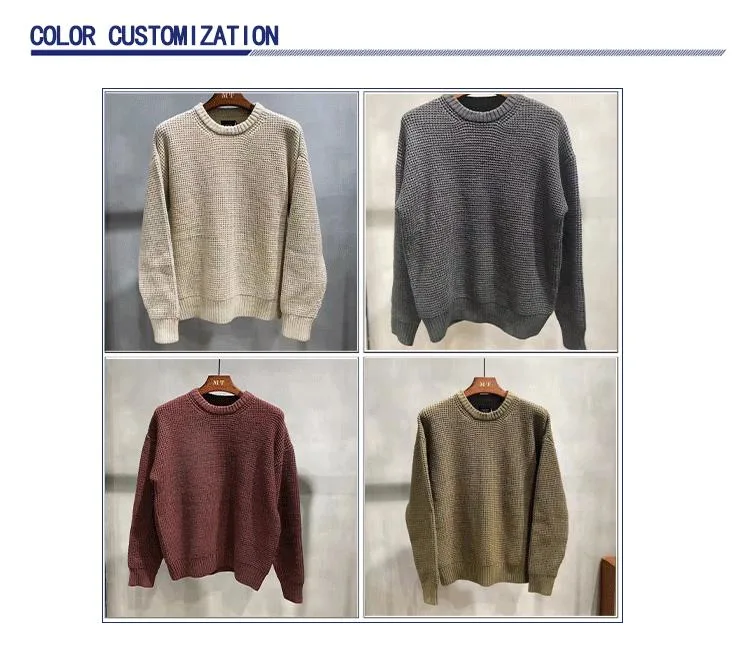 Youth Men′ S Spring Knitwear O-Neck Pullover Pure Color Casual Warm Sweater