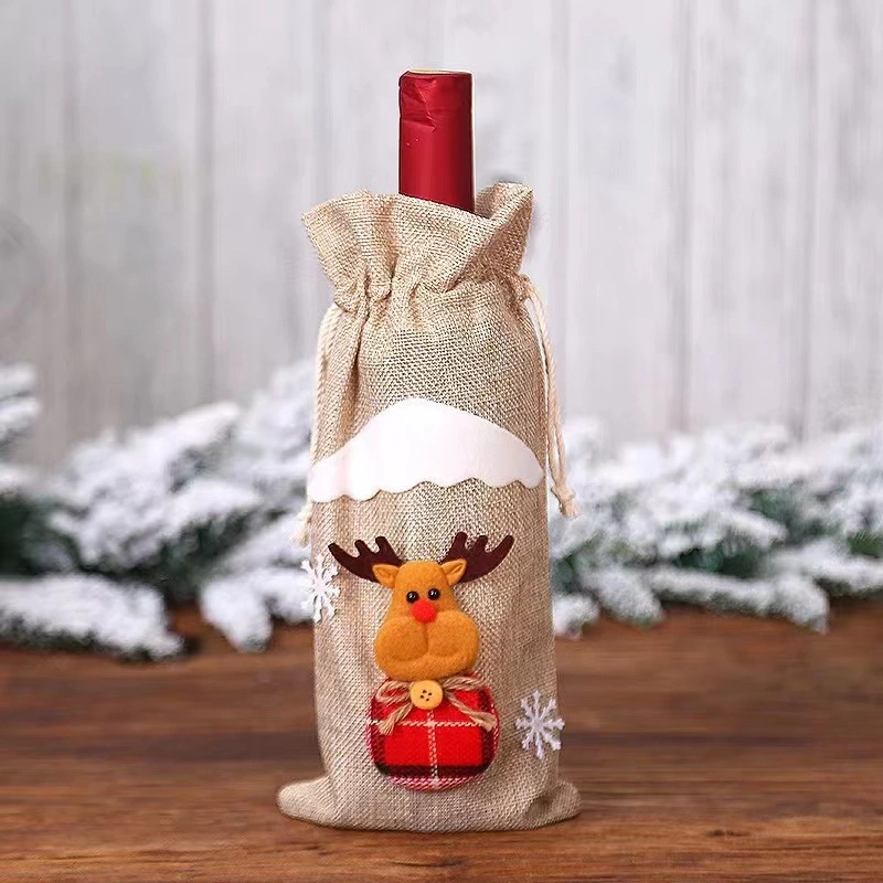 4 Designs Christmas Wine Bottle Covers Decoration Knitted Sweater Santa Snowman Elk Bottle Decoration