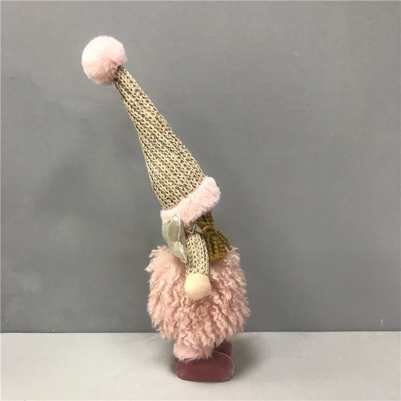 Christmas Home Decoration Pink Little Girl Knitted Dolls