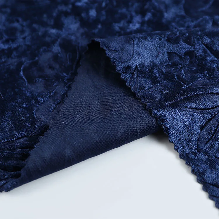 Top Quality Blue Knitted Embossed Stretch Shirt Korea Velvet Fabric Decoration