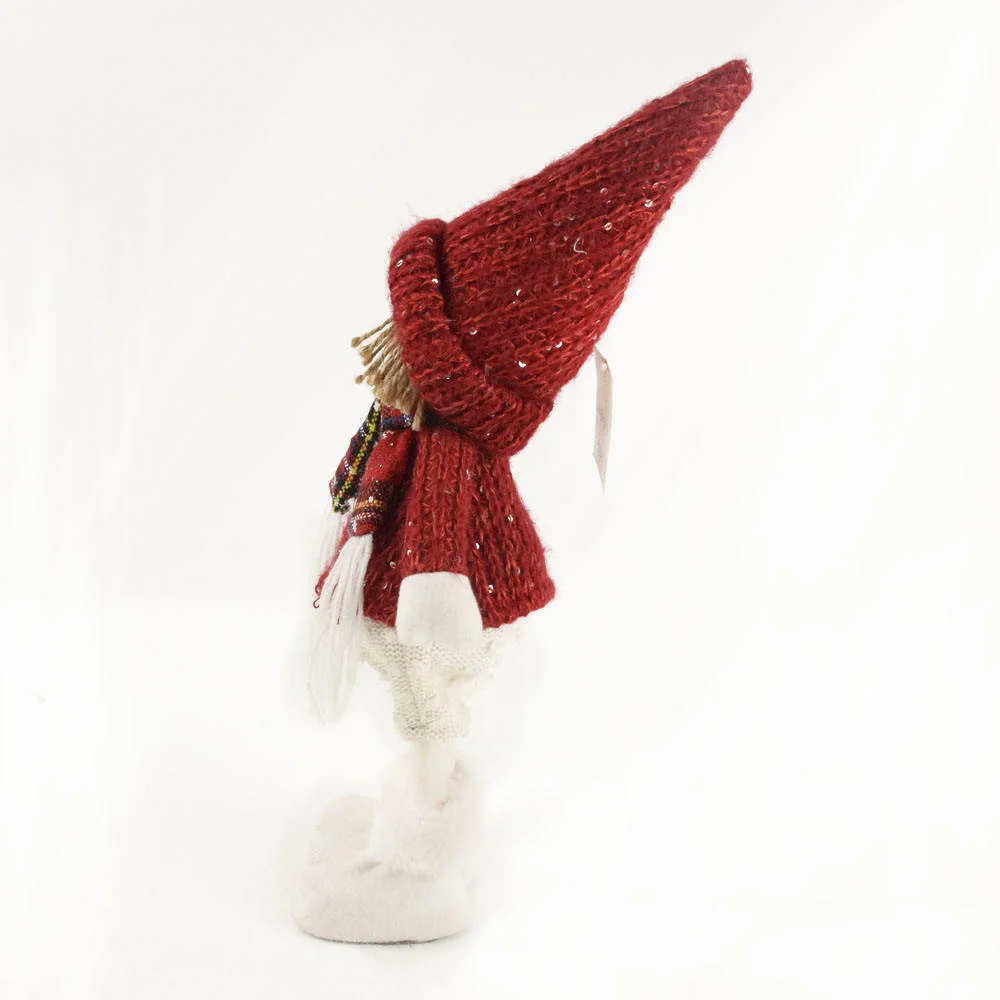 Handmade Xmas Decoration Gifts Girls Knitted Stuffed Red Christmas Doll
