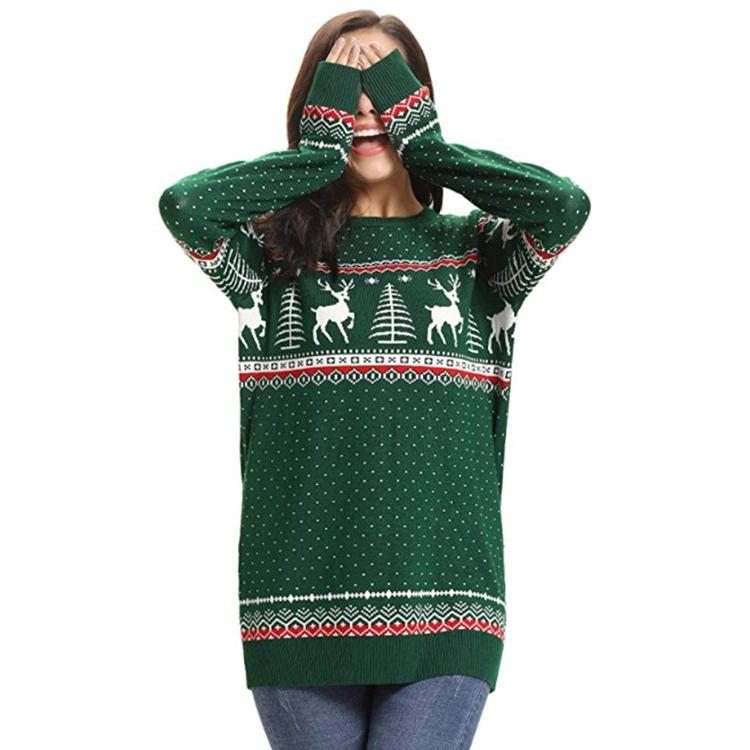 High Quality Unisex Christmas Reindeer Snowflakes Pullover Sweater