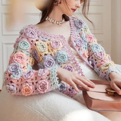 Hersteller Custom Hand Crochet Damen Chandail Lady Wollpullover Frau Trui Woolen Camisola Wooly Cashmere Maßgeschneiderte Mode Strickjacke Wollpullover